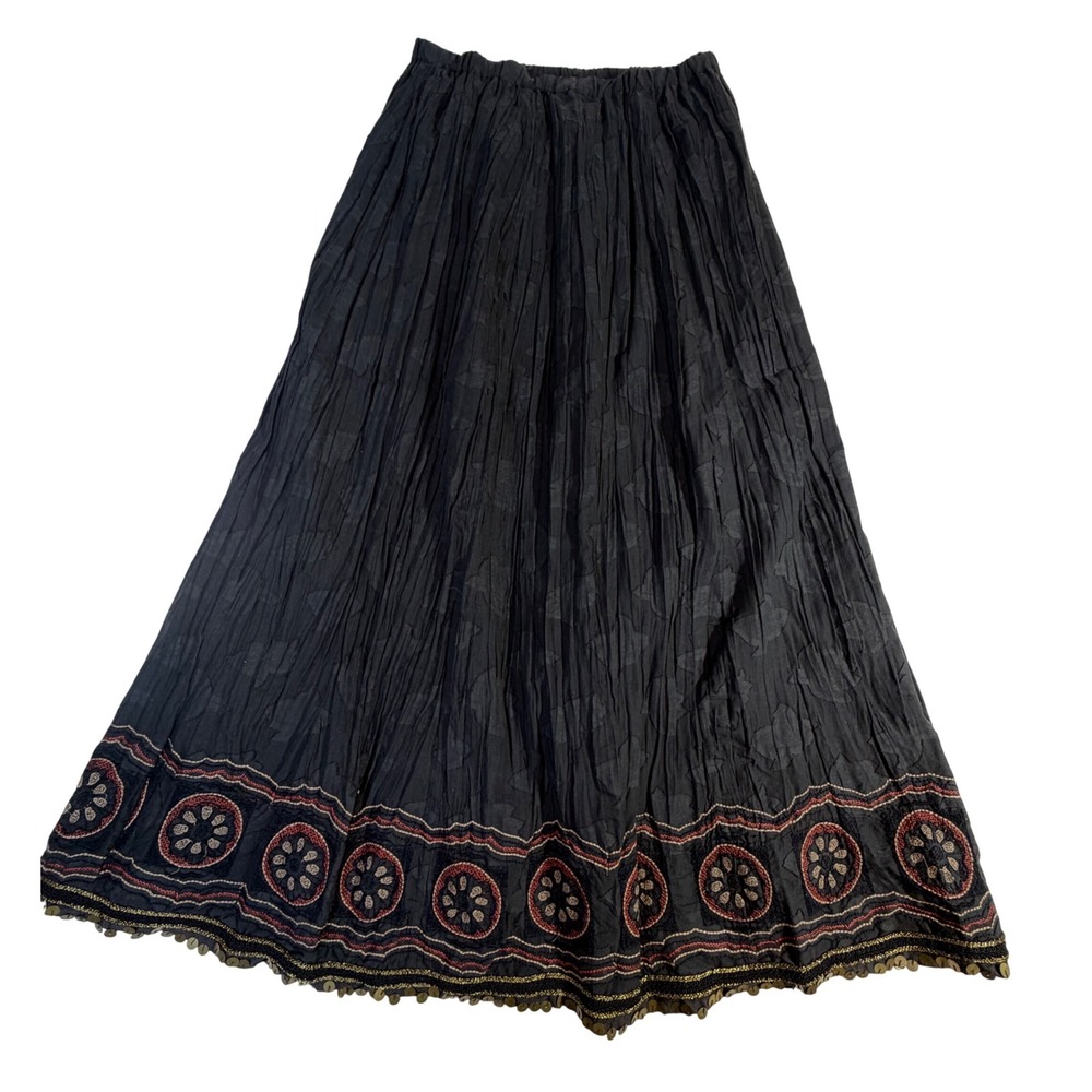 Chico's Cotton Skirt – 1 Black Embroidered Sequin Maxi NWOT
